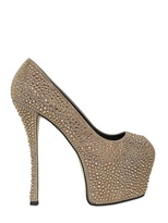 Thumbnail for your product : Giuseppe Zanotti 150mm Suede Swarovski Open Toe Pumps