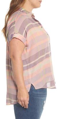 Caslon Sheer Stripe Shirt (Plus Size)