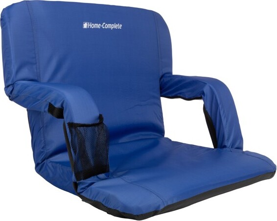 Home-Complete WideStadiumSeatChair-BleacherCushionwithPaddedBackSupport,Armrests,6RecliningPositionsandPortableCarryStrapsbyHome-Complete(Blue)