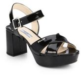 Thumbnail for your product : Prada Patent Leather Crisscross Platform Sandals