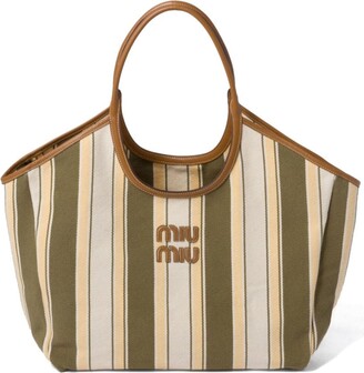Miu Miu Ivy striped tote bag - ShopStyle