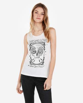 Express Chasing Love Skull Graphic Crew Neck Muscle Tank