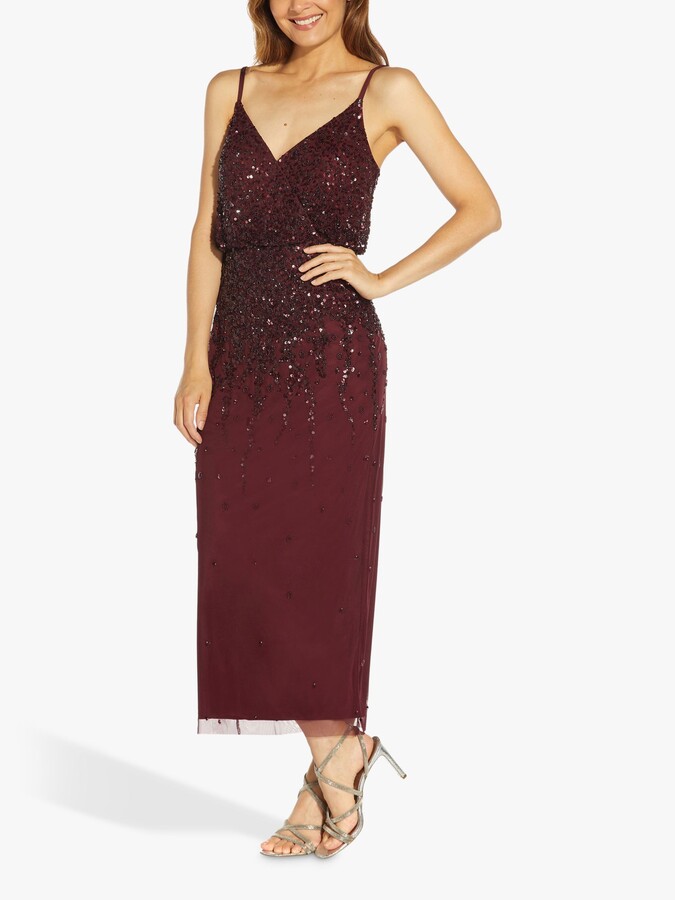 burgundy beaded dress