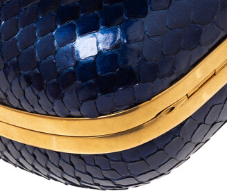 Alexander McQueen Blue Python Knuckle Box Clutch