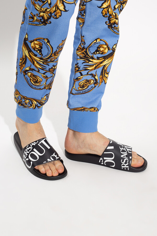 Versace Slides With Logo Men's Black - ShopStyle Sandals