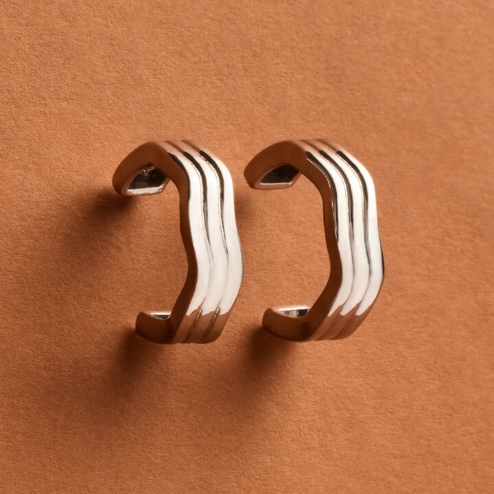 Lucky Brand Wavy Hoop Earrings - Women's Ladies Accessories Jewelry Earrings in Silver