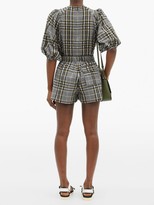 Thumbnail for your product : Ganni Checked Cotton-blend Seersucker Shorts - Grey Multi