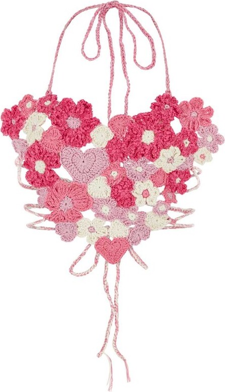 Marco Rambaldi Floral Motif Crochet Knit Cropped Top - ShopStyle