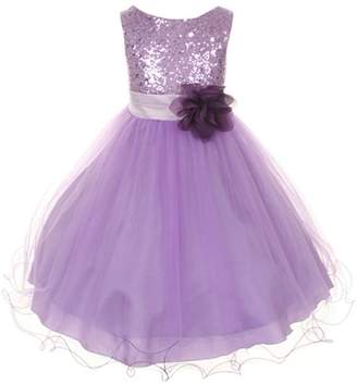Kids Dream Sparkly Sequined Mesh Flower Girls Dress Pageant Wedding Prom Easter Graduation 2-14