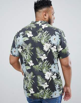 ASOS Design Plus Regular Fit Hawaiian Shirt In Black With Revere Collar