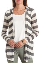 Thumbnail for your product : Charlotte Russe Hooded Open Front Striped Cardigan