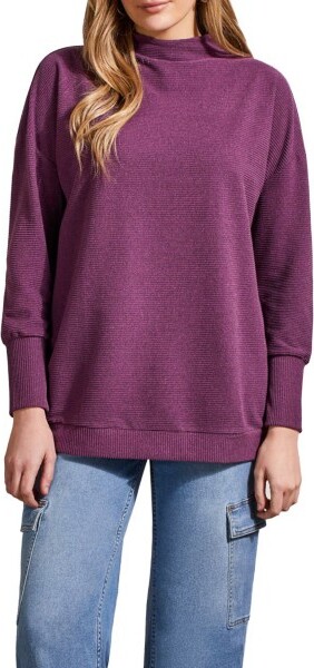 Women's Tribal Pullover Sweater Tunic Small Heather Plum