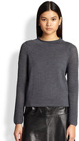 Thumbnail for your product : Milly Perforated-Sleeve Wool Sweater