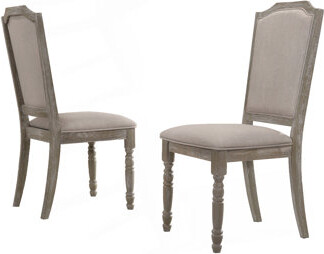 One Allium Way Ferran Wood Pedestal Dining Chair In Reclaimed Gray, Set Of 2