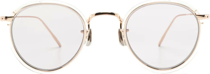 Eyevan 7285 Round-Frame Mirrored-Lenses Sunglasses