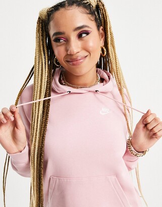 nike essential fleece hoodie in pink glaze