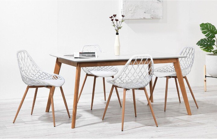 Out & Out Original York White 150cm Dining Table with 4 Aurora Chairs - ShopStyle