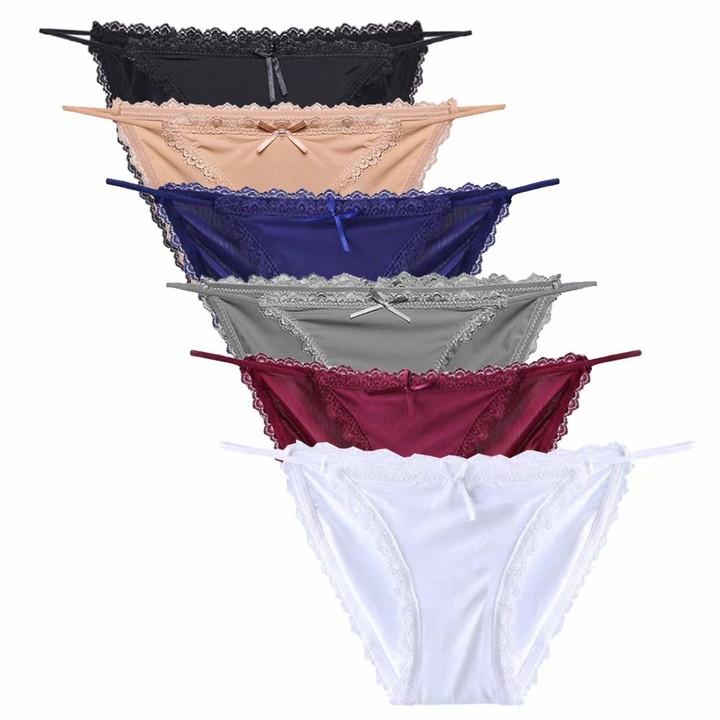 Nightaste Women Sexy Lace Silky String Bikini Panties Pack of 6pcs ...