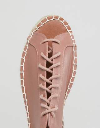 Pieces Lace Up Leather Look Espadrille
