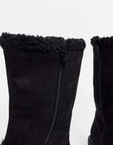 Thumbnail for your product : ASOS DESIGN Wide Fit Aquarius faux fur flat boots in black