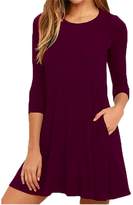 Thumbnail for your product : OMZIN Women's Tunic Shirt 3/4 Sleeves Dress for Theme Party Wine Red,XL
