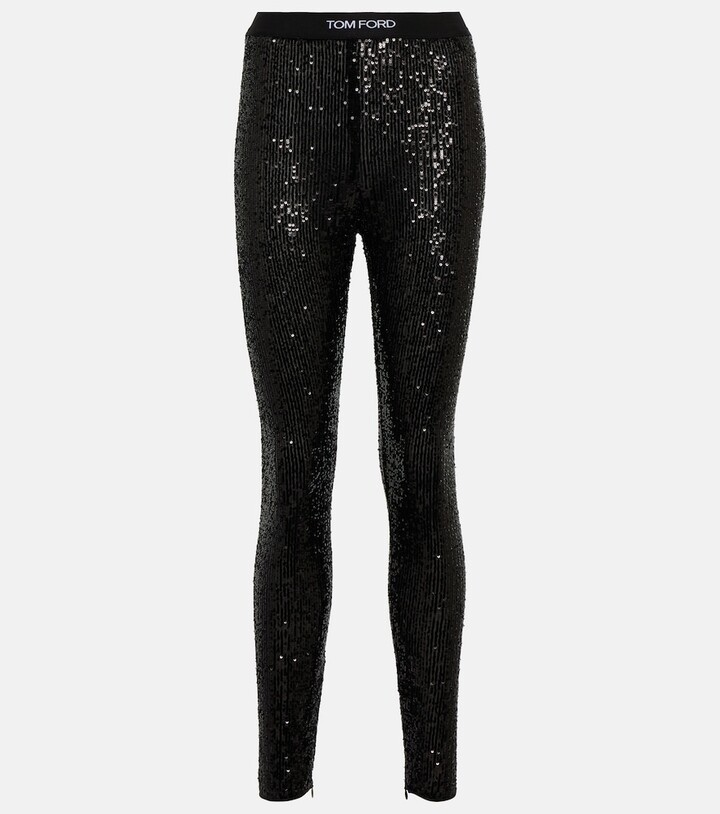 womens black sparkle leggings