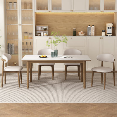 Alpha Trent Crest 4 - Person White Rectangular Sintered Stone tabletop Dining Table