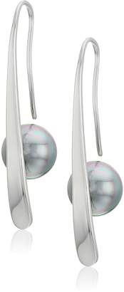 Majorica 10mm Gray Round Pearl Bar Earrings