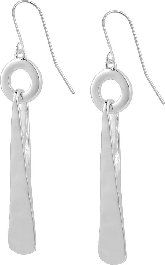 Robert Lee Morris Silvertone Circle and Triangle Drop Earrings