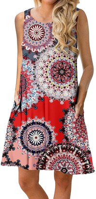DOLDOA Dresses for Women Casual Summer Sleeveless Camisole V-Neck Sundress Mini Dress 