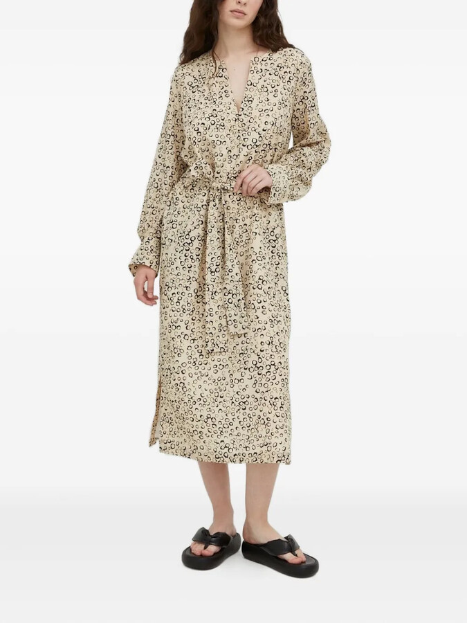 Drykorn Aidana belted print midi dress