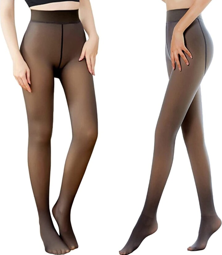SISAY Fleece Lined Tights for Women Thermal Tights Fake Translucent