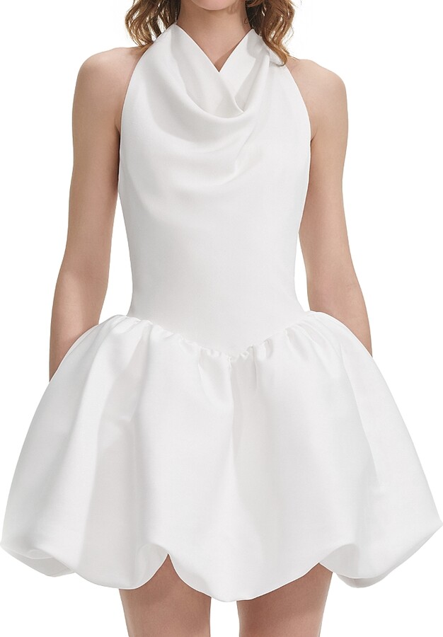 Self-Portrait White Halter Neck Mini Dress