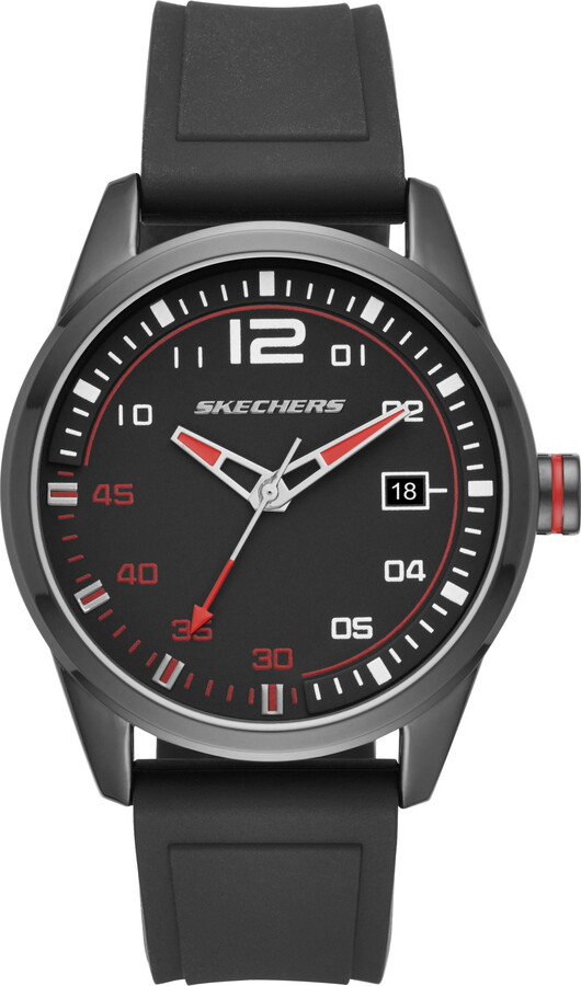 Skechers Men's Slauson Analog Watch, Black with Red Accents (SR5076W)