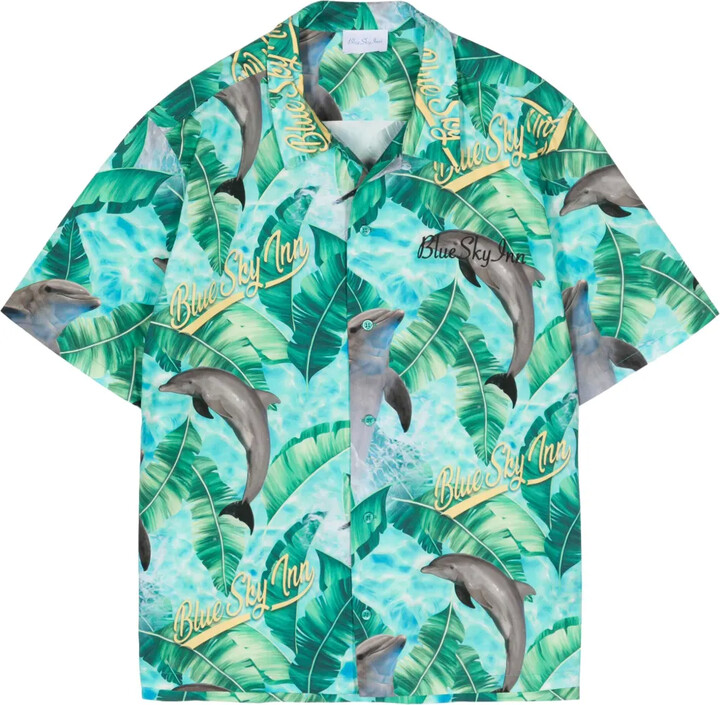 BLUE SKY INN Dolphin-Print Cotton Shirt