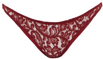 Coco de Mer Eugenia Leavers Lace And Velvet Cut-out Briefs - Red