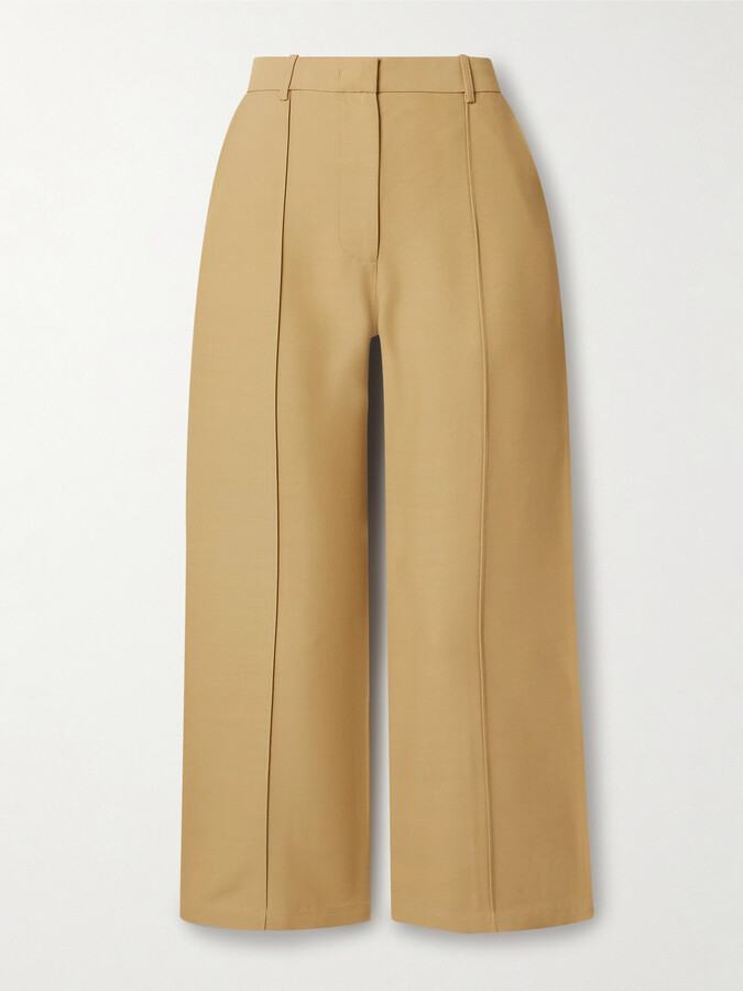 Co Cropped Woven Straight-leg Pants - Brown