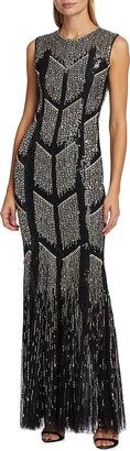 Jenny Packham Firecrown Beaded Metallic Gown