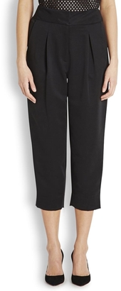 L'Agence Black cropped grosgrain trousers