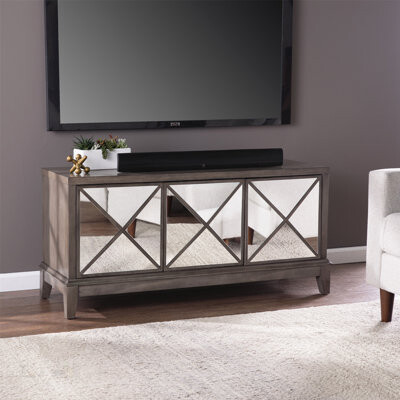 Mirrored Media Cabinet and Wooden TV Stand, Combining Glamour with Storage for a Luxurious Entertainment Experience
