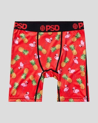 PSD Boys' 2pk Tropical Pineapple Boxer Briefs - Red/Aqua Blue M