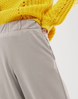 Thumbnail for your product : Monki cropped wide leg trousers with elastic waist in dark beige