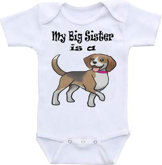 Dazzle Labs My Big Sister Is A Beagle Dog Baby Onesie Bodysuit (0-6 MONTHS, )