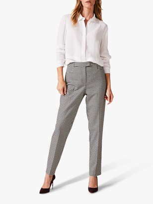 Phase Eight Ridley Dogtooth Tapered Trousers, Black/White