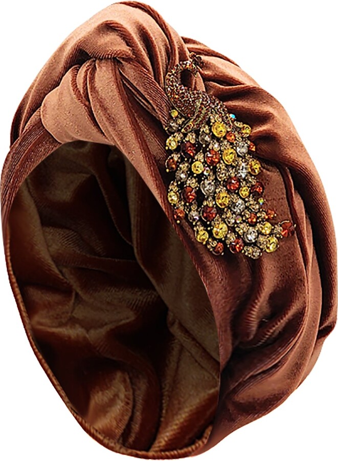 Julia Clancey Women's Brown Classic Madam Coco Peacock Turban