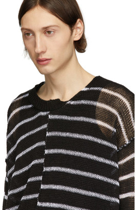 Isabel Benenato Black and White Half Collar Oversized Sweater