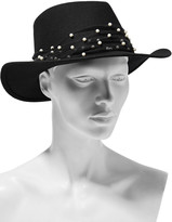 Thumbnail for your product : Eugenia Kim Blaine Faux Pearl-embellished Tulle-trimmed Wool-felt Fedora