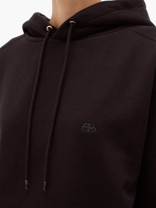 Balenciaga Bb-embroidered Cotton Hooded Sweatshirt - Black