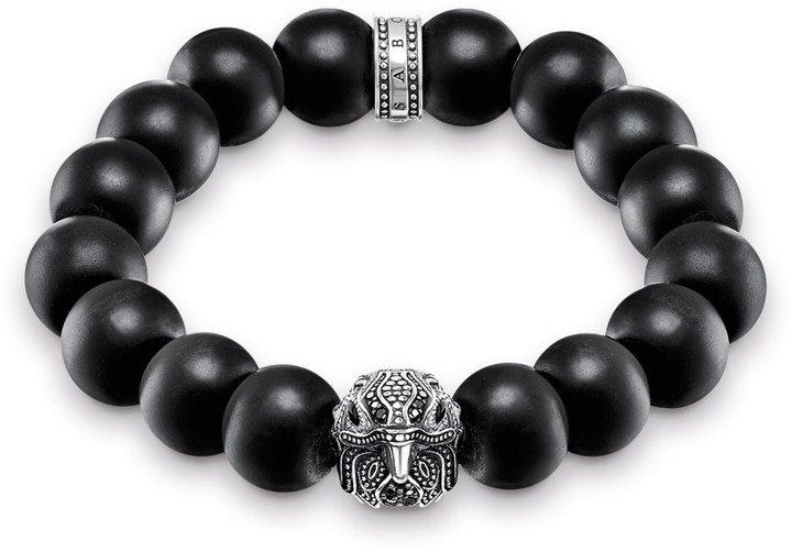 Thomas Sabo Women Men-Bracelet Rebel at heart 925 Sterling silver Obsidian Onyx Zirconia black Length 18 cm A1578-812-11-L18