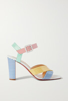 Thumbnail for your product : Christian Louboutin Palavas 85 Striped Patent-leather Sandals - Blue